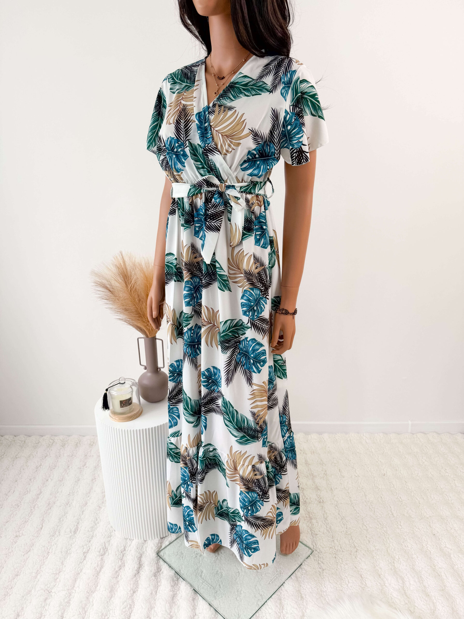 Sukienka maxi bawełniana w liście Made in Italy – L'amoire de Suzette