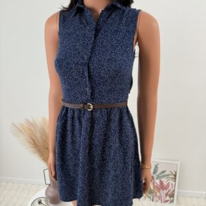 Sukienka mini letnia rozcięcie na plecach guziki wiskozowa – H&M
