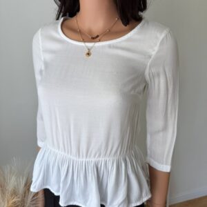 Biała bluzka peplum z baskinką z wiskozy – Jack Wills