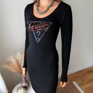 Czarna sukienka mini z logo – Guess