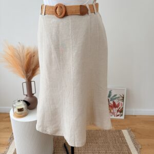 Beżowa spódnica ołówkowa midi z wełną business casual - Kingfield