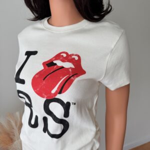 Biały T-shirt The Rolling Stones prążkowany – Primark
